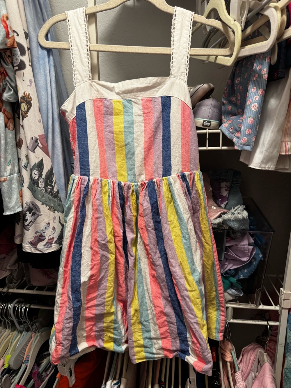 Mini Boden Multicolor Striped Sundress with White Trim